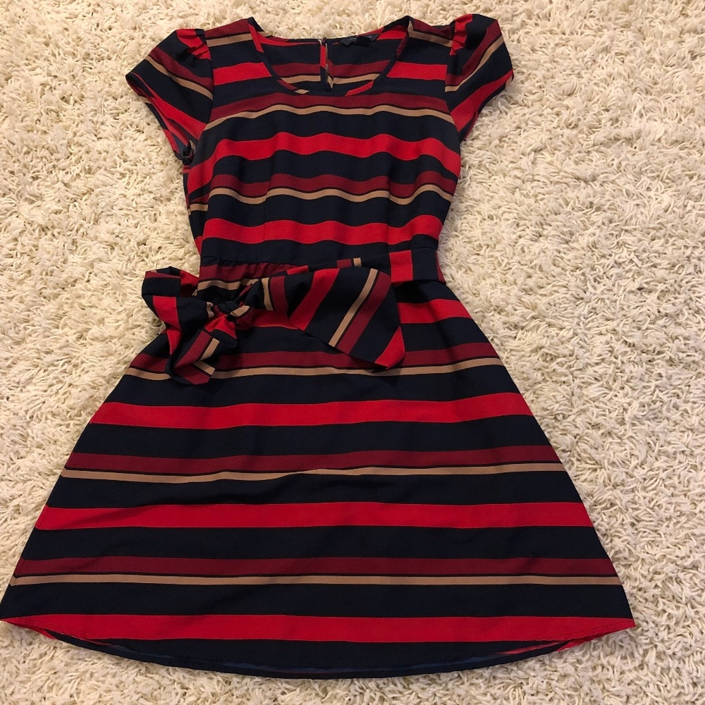 Striped Midi Dress with Sleeves